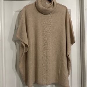 Garnet Hill Cashmere Pointelle Sweater Cape Poncho Style Size M